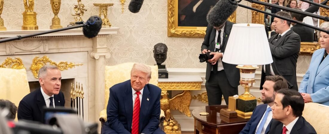 Donald Trump and Mark Carney during a meeting at the White House